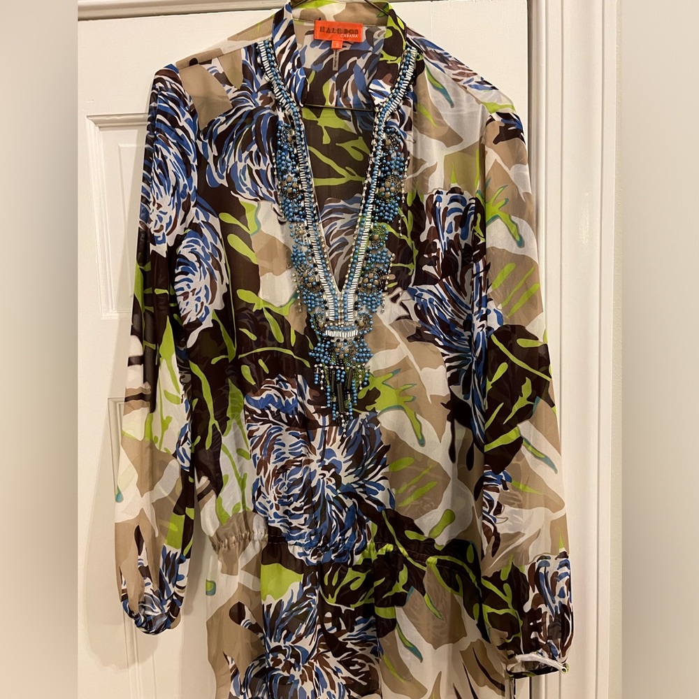 Hale Bob sheer and beaded top